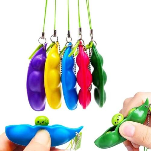 Hot sale Decompression Edamame Toys Squishy Squeeze Peas Beans Keychain Anti Stress Adult Toy Rubber Boys Xmas Gift Fidget Toys