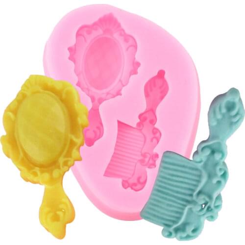 Comb Mirror Silicone Mold European Baroque Fondant Cake Decorating Tools Chocolate Gumpaste Moulds Polymer Clay Candy Molds