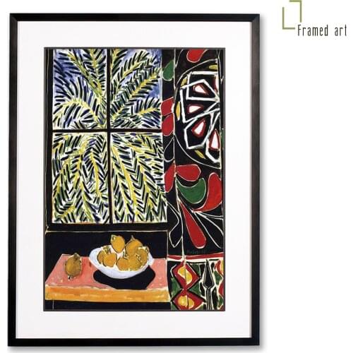 Matisse framed artwork Interior with Egyptian Curtain aluminum picture frame with matboard 30x40cm