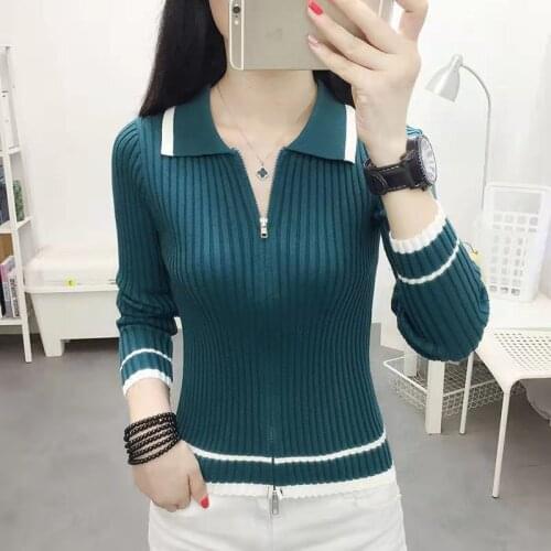 New Fashion Turn-down Collar Long Sleeve Sweater Women Pearl Button Or Zipper Optional Female Cardigans Soft Knitwear Spring