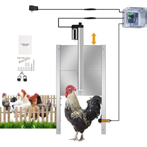 Automatic Chicken Door Coop Opener Kit Waterproof Outdoor Timer And Light SensorController Actuator Auto Close Chicken Coop Cage