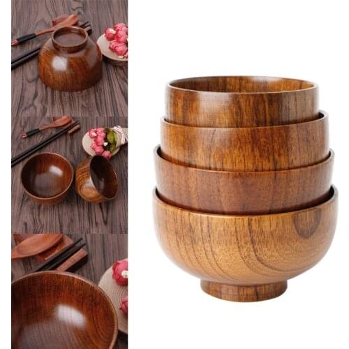Kitchen Utensil Tableware Natural Jujube Wooden Rice Soup Bowl Food Containter