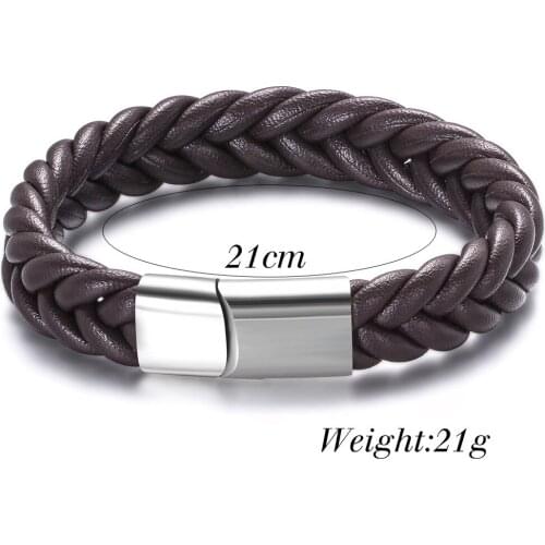 Titanium Steel Leather Bracelet, Hand-Woven Leather Bracelet, Stainless Steel Mens Bracelet With Engraving Jewelry