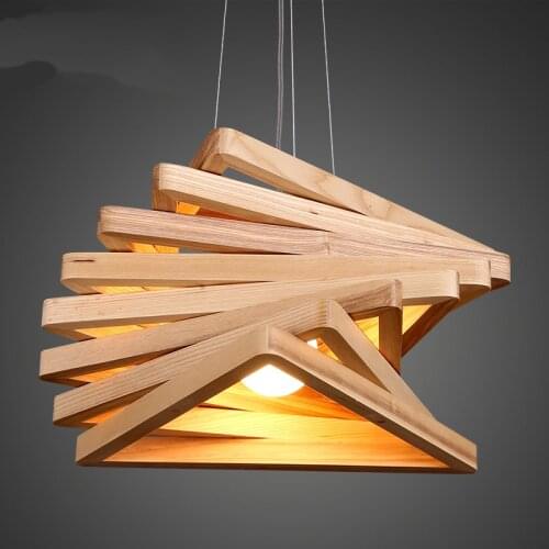 Creative Solid Wood Design Pendant Lights for Living Room Bedroom Restaurant Tea Shop Bar Wood Lamp Hanging Lights Loft Decor