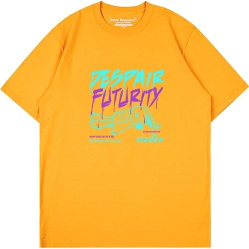 ZuoLunOuBa Summer Fashion Women T Shirt Harajuku Print Graffiti Rabbit Letters Tees Loose Short Sleeves Yellow Tops Female