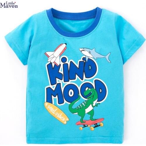 Little maven children 2021 summer baby boy tee tops kids summer 2-7 years clothes letter animal print brand cotton t shirt QW069