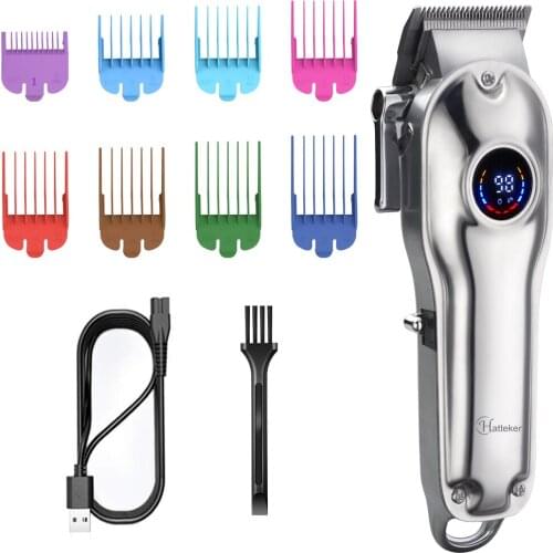 HATTEKER Professional Hair Clippers for Men Cordless Barbers Grooming Kit LCD Display USB Charging Beard Trimmer