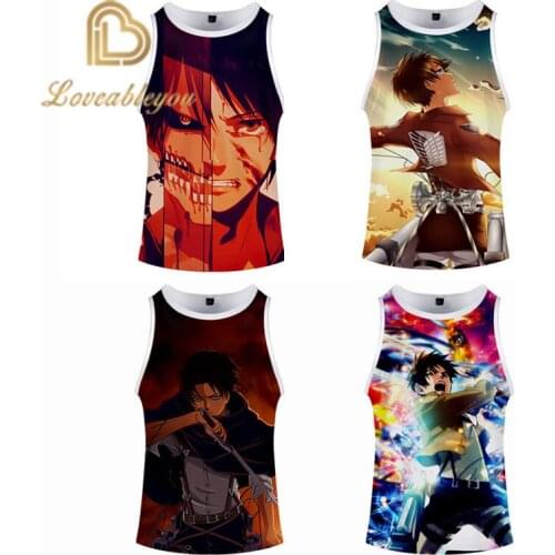 Attack on Titan 3d Printed Gym Tank Top Men Fashion Fitness Women Sleeveless Shirt Anime Singlet Bodybuilding Summer Vest