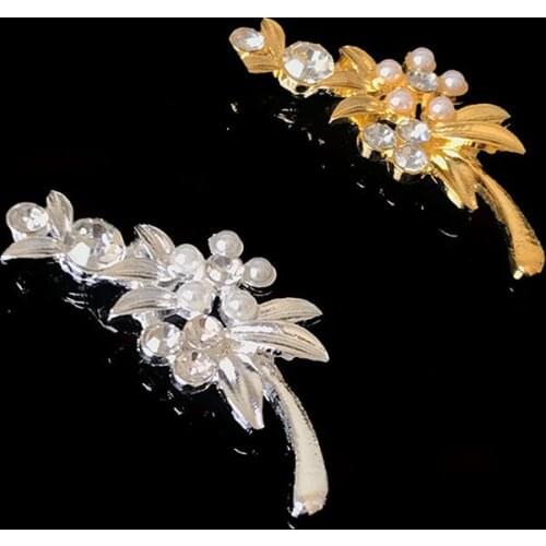 2021New 100Pcs Rhinestones Pearl Branch Trees Button for DIY Bridal Hair Accessories and Shoes Flower Decoration QW31