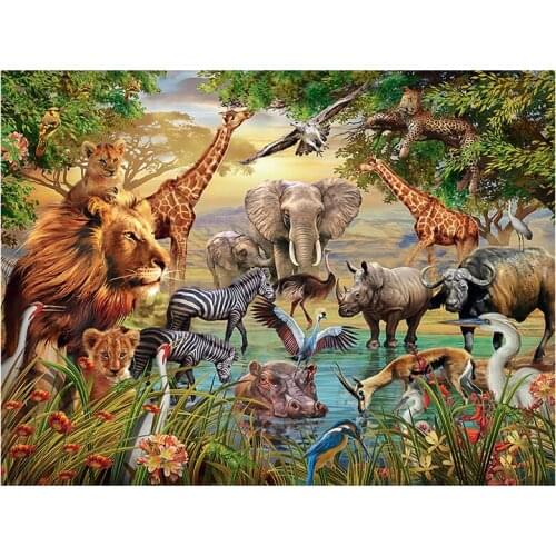 New Arrivals Wild African Animals DIY Full Round Diamond Painting 3D Embroidery Cross Stitch Rhinestone Mosaic Home Decor Y601
