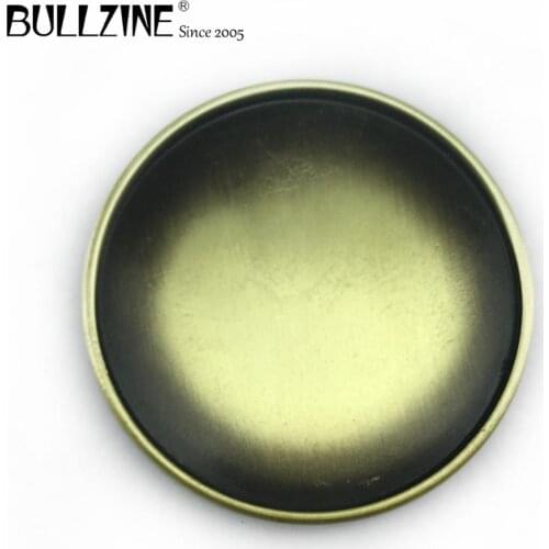 BULLZINE wholesale zinc alloy retro round blank DIY belt buckle antique brass finish FP-03353-1 jeans gift belt buckle