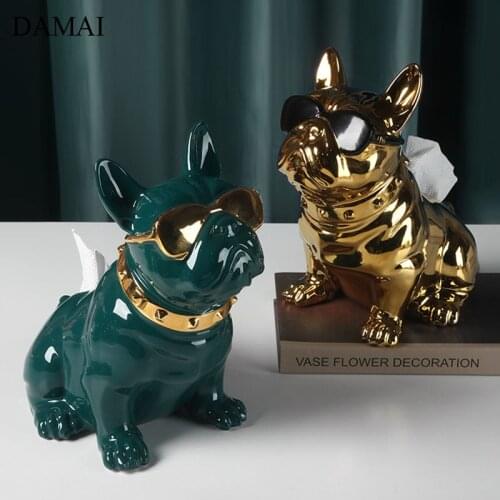 French Bulldog Tissue Box Cover Ceramic Removable Tissue Boxes Dog Decorative Dining Table Napkin Holder Home Decoration Modern