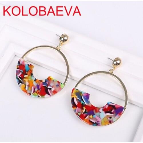 Punk jewelry Acrylic pendant earrings women ladies fashion personality golden earrings geometric boho colored korean earrings