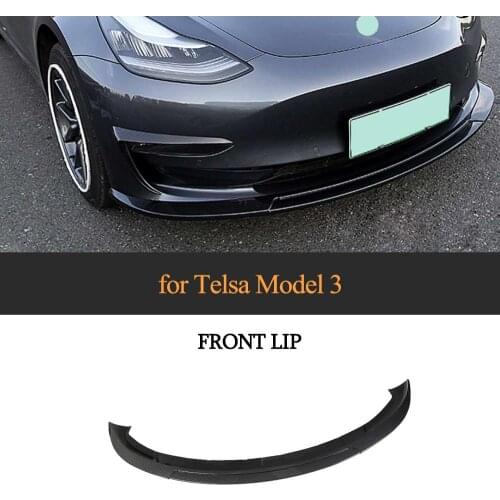 Carbon Look Front Lip For Tesla Model 3 Sport 2017 - 2019 Car Front Bumper Lip Spoiler Splitters ABS Glossy Black