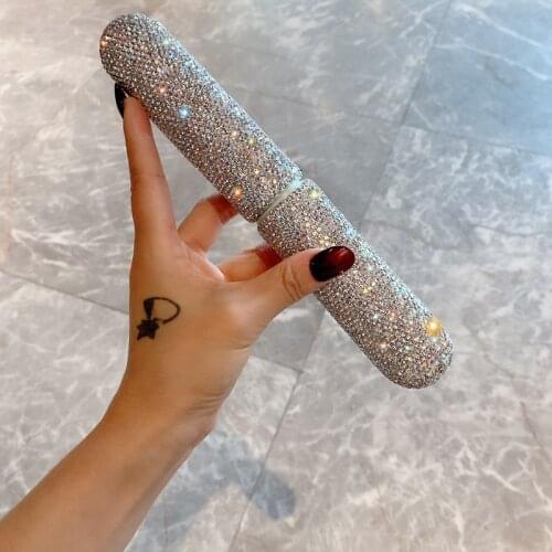 Portable Toothbrush Box Makeup Brush Holder All Rhinestones Bling Bathroom Organizer Mask Storage Case Traveling Makeup Storage