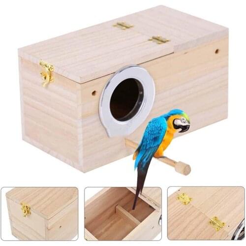 Durable Can stand Wooden Parakeet Container Nest Box Pet Bird House Breeding Mating Home Safe And Stable Home Birds Nest