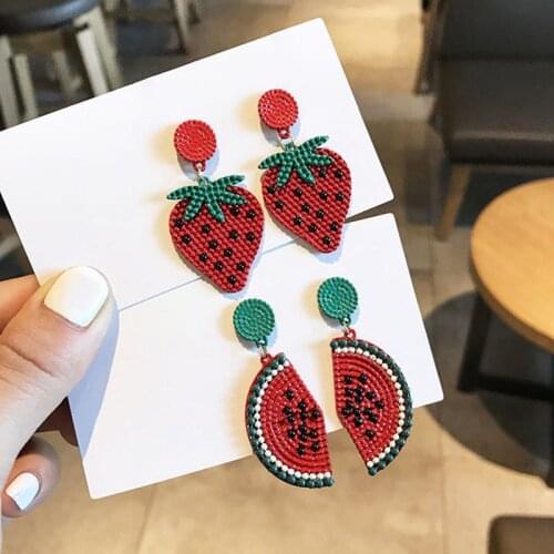 Simple Chic Fruit Dangle Earrings Cute Strawberry Watermelon Drop Earrings for Women Fashion Romantic Jewelry Party Gifts
