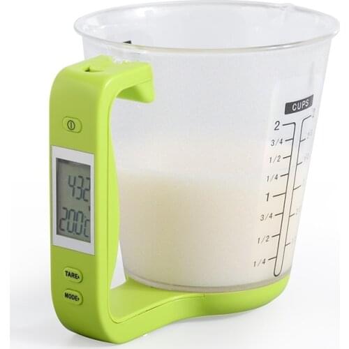 QueenTime Electronic Measuring Cup With LCD Display Digital Beaker Kitchen Scales Host Weigh Temperature Measurement Cups