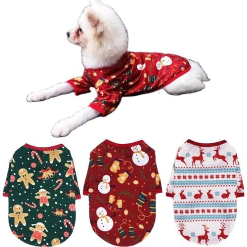 Christmas Dog Clothes Cotton Printing Pet Clothing Hoodies For Small Dogs Cats Vest Shirt Puppy Dog Costume Chihuahua Outfit