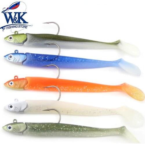W&K Soft Bait 11cm/10g with 20g Jig Head Ultimate Inshore Fishing Lure Set for Pike Seabass Bait Swimbait Leurre Soft Lures Set