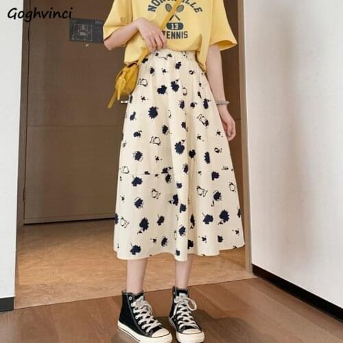 Skirts Women Kawaii Graffiti Print Summer Japanese Sweet Preppy Style Loose Casual All-match Friends A-line High Waist Trendy