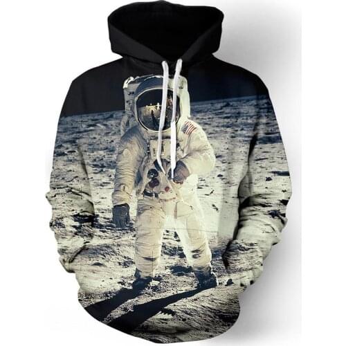 Papertiger Grey Planet Walk Astronaut Print Fun 3D Hooded Sweatshirt