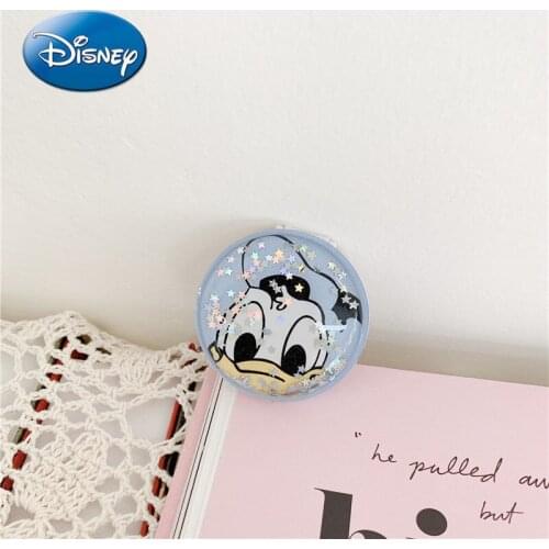 Disney Donald Duck Makeup Mirror Quicksand Decompression Mobile Phone Holder Stickers Multifunctional Creative