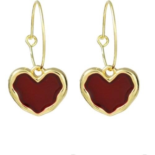 ZYZQ Sweet Geometric Dripping Oil Heart-shaped Earrings Retro Lovely Heart Stud Earrings for Women 2020 Trendy Jewelry Wholesale