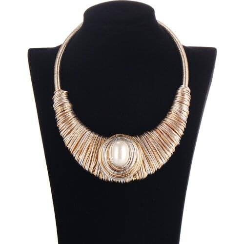 Liffly Fashion Long Chain Big Circle Collar Choker Necklace Pendants Vintage Aluminum Wire Necklace Women Jewelry Wholesale