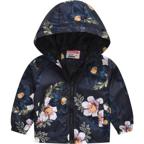ZWY485 Kids Clothes Boys Jackets Children Hooded Zipper Windbreaker Baby Fashion Print Coat Infant Waterproof Hoodies For Girls