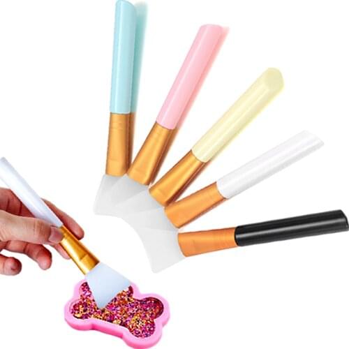 1-5Pcs Silicone Brush for DIY Jewelry Making Tool Soft Head Gel Stirring Brush Easy to Clean UV Glue Resin Mold Tool Accessories