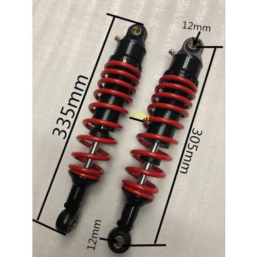1 Pair 305mm Black Motorcycle Dirt Bike Rear Suspension Air Shock Absorber New Black + red