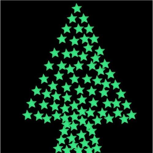100PCS 3cm Glow Star Luminous Fluorescent Wall Stickers 3D TOY STICKER DIY For Kids baby Bedroom ceiling wall Decals Home Decor