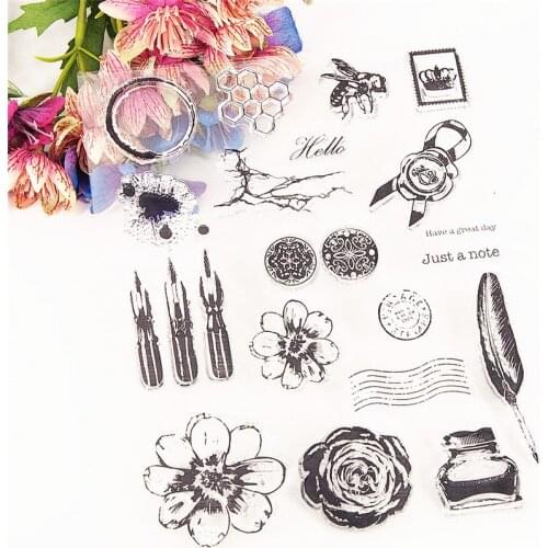 14.6x18cm Flowers letterhead TPR Transparent Silicone Rubber Clear Stamps cartoon Scrapbooking/DIY Easter wedding album