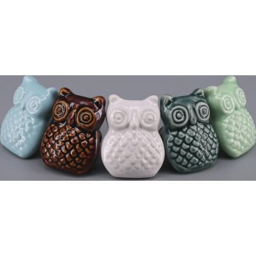 1x Pastoral Furniture Cabinet Ceramic Knob Drawer Pull Handle Kitchen Door Wardrob Owl knob Children Room cartoon Knobs
