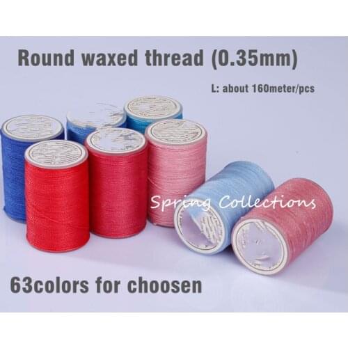 2pcs 0.35mm Leather hand-stitched 3strands sewing thread Polyester Round waxed thread DIY handmade leather bag sewing tool