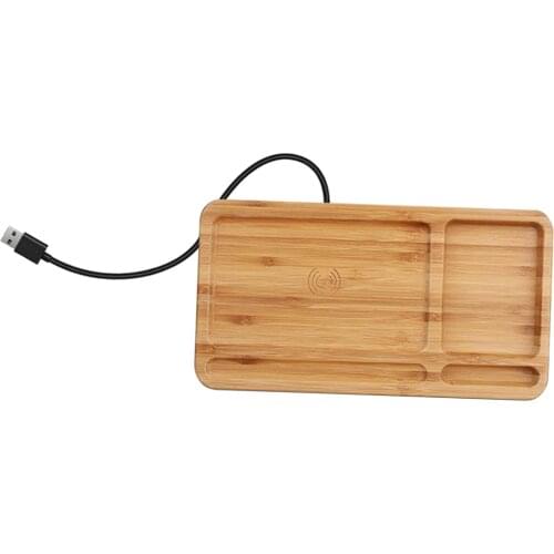 2 in 1 Bamboo Wood Qi 15W Wireless Charger Fast Charging Stand Mat Universal