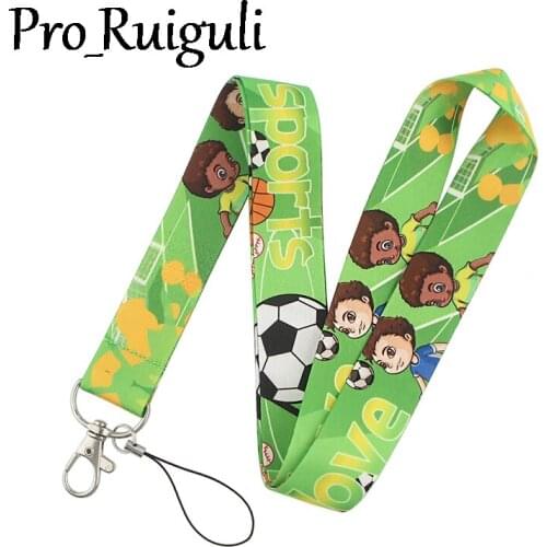 30pcs Football Keychain Lanyards Id Badge Holder ID Card Pass Gym Mobile Phone Badge Holder Key Strap webbings ribbons