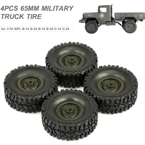 4PCS 65mm Military Truck Tire for 1/16 WPL B-14 B-24 B-16 B-36 C-14 C-24 RC Car Parts