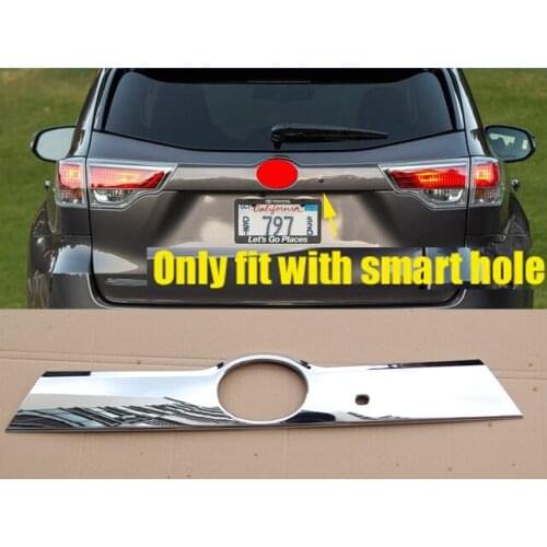 ABS Chrome Rear Door Trunk Lid Cover Trim Exterior Molding Stickers With Smart Hole For Toyota Highlander 2014-2019
