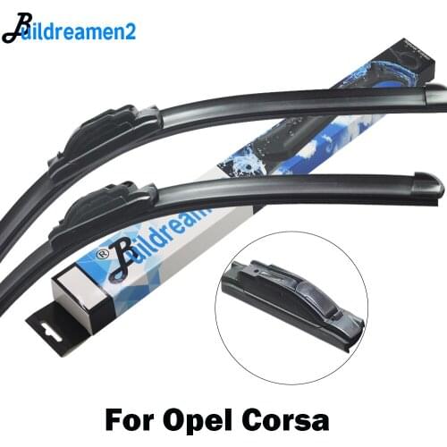 Buildreamen2 Car Accessories Wiper Blade Windscreen Rubber Wiper For Opel Corsa C D E Fit Hook / Pinch Tab Arms 2000-2018