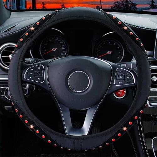 Gem Leather Elastic Steering Wheel Cover Without Inner Ring For peugeot 206 For golf 4 For passat b8 For audi a3