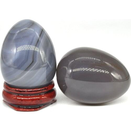 30x40mm Grey Agate Egg Shaped Stone Healing Natural Crystal Kegel Massage Accessory Minerale Gemstone Home Decoration