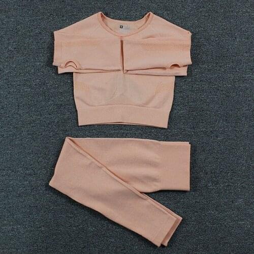 Yoga Set Woman Seamless Fitness Clothing Yoga Sport Long Sleeves Tops Gym Leggings Suit Workout Sportswear Tracksuit Women 2020