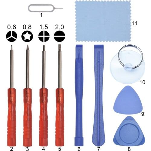Red 3.0mm Mini Screwdriver 8 9 10 11 in 1 Opening Tools Kit Pry Tools For iPhone 6 7 8 SE Xs X Xr 12 Pro Max Repair Fix Tool