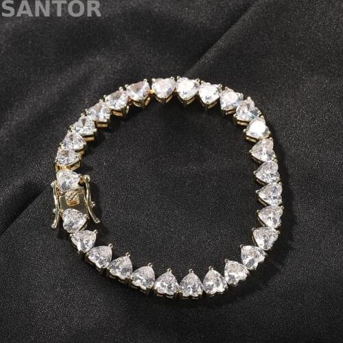 7 inchs Love Brass Tennis Bracelet Hip Hop 1 Row Cubic Zirconia Gold Silver Color Bracelet for Men Women Iced Out Jewelry