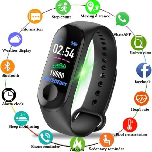 M3 Sport Smart Watch Men Women Smart Band Bracelet Heart Rate Monitor Waterproof Smart Wristband Smartband Fitness Tracker Watch