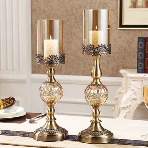 Metal Candlestick Creative Candle Holders Table Living Room Ornaments Metal Glass Candle Stand Holders Decoration