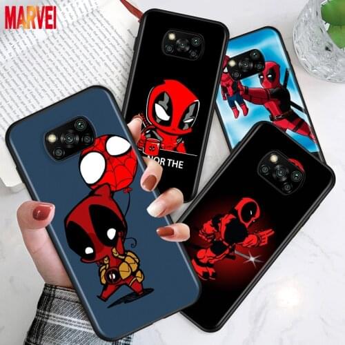 Soft TPU Cute Cartoon Deadpool For Xiaomi Poco X3 NFC M3 M2 X2 F3 F2 Pro C3 F1 Mi Play Mix 3 A2 A1 6X 5X Black Phone Case
