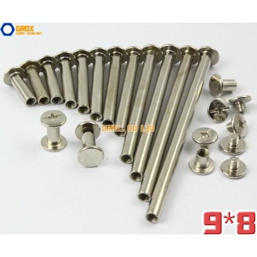 100 Pieces 9 x 8mm Nickel Plated Chicago Screw Stud Rivet Belt Strap Fastener (5mm Shank Diameter)